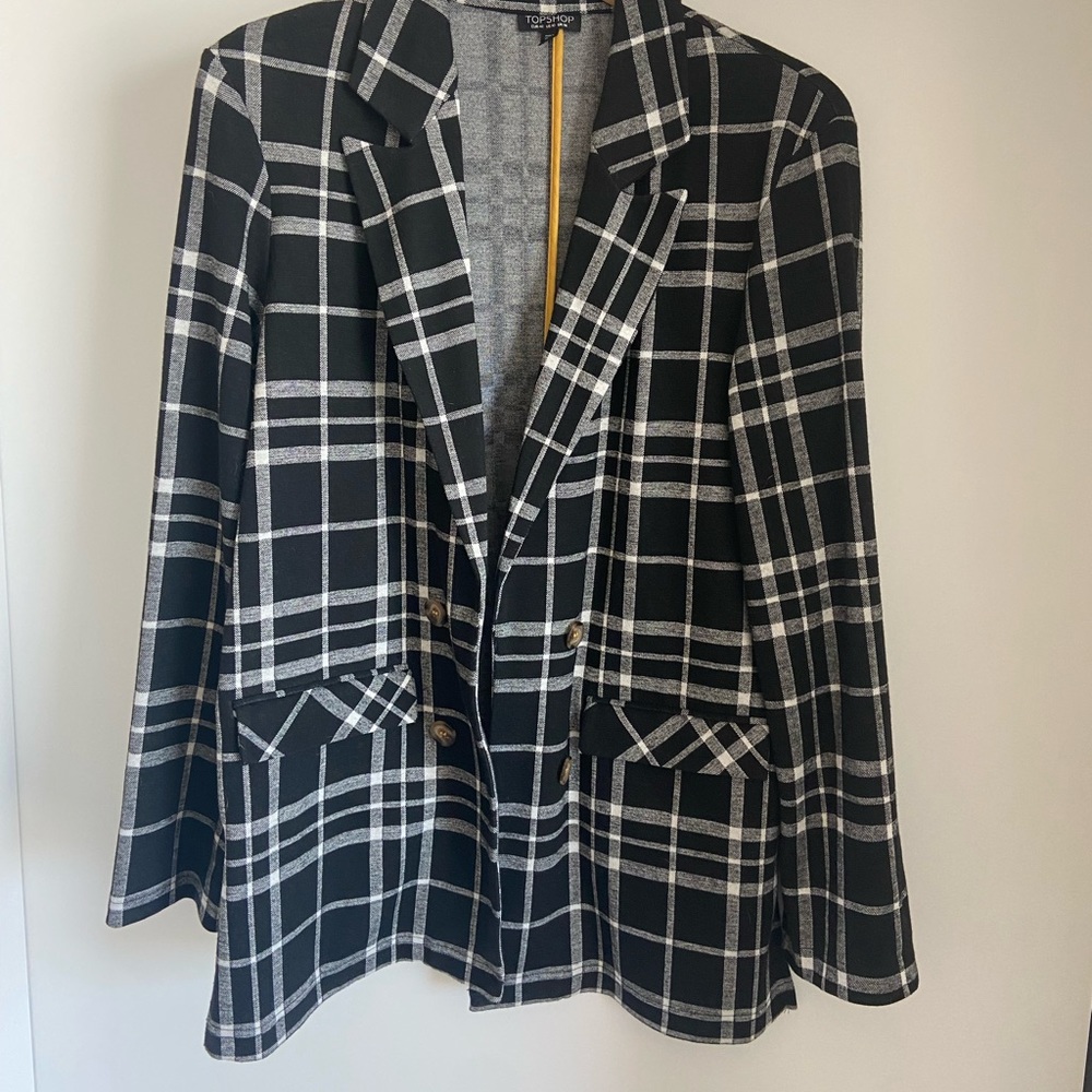 Topshop - L - Black plaid Cardigan